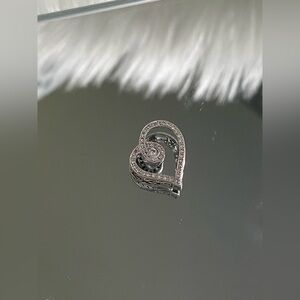 925 Sterling Silver CZ Pave Scroll Heart Pendant for Necklace